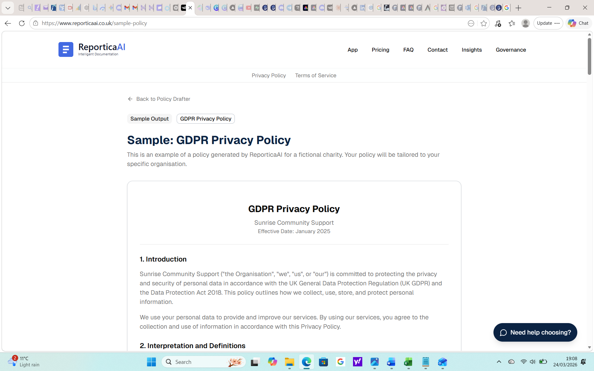 GDPR Privacy Policy Document