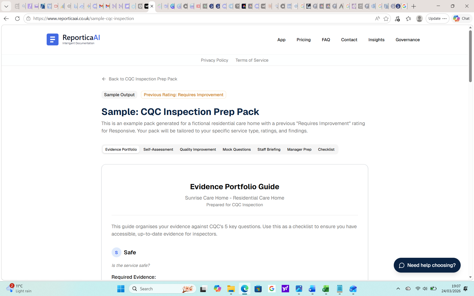 CQC Inspection Prep Pack with Evidence Portfolio